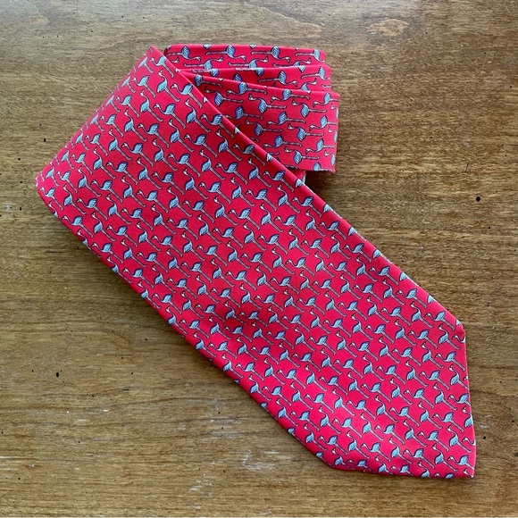 Robert Talbott Red Flamingo Pattern Men's Silk Tie - Picture 1 of 10